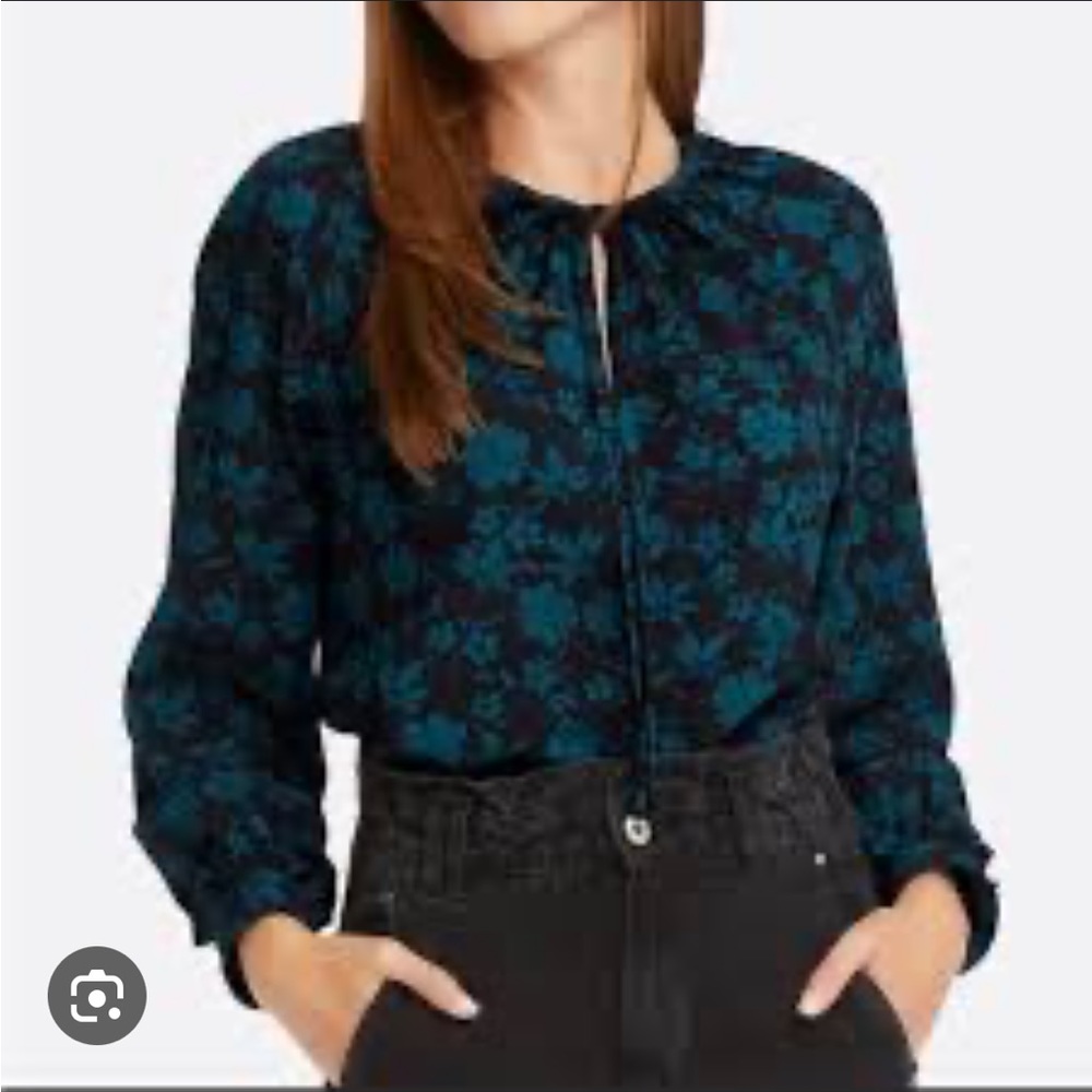 NWT Draper James XL Floral Popover Tie Neck Blouse